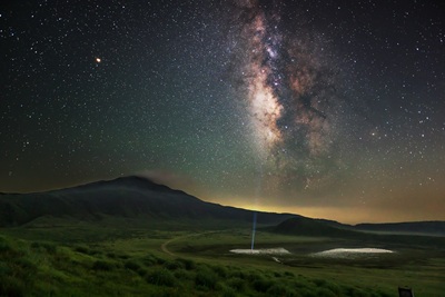 草千里と夏の天の川